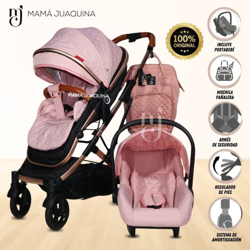 BABY - Coche Moisés Travel System «LIETTI» Porta Bebé Pink