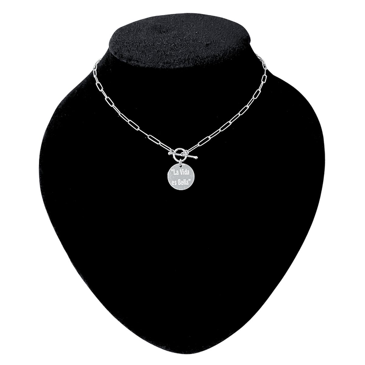 GENERICO - Collar Mujer Eslabones La Vida Es Bella Joya Regalo Plata