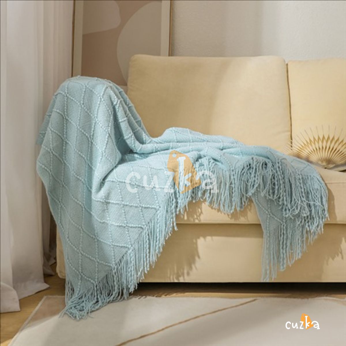 CASATEX - Mantas De Punto Suave en 3D Para Sofá Y Cama TURQUESA