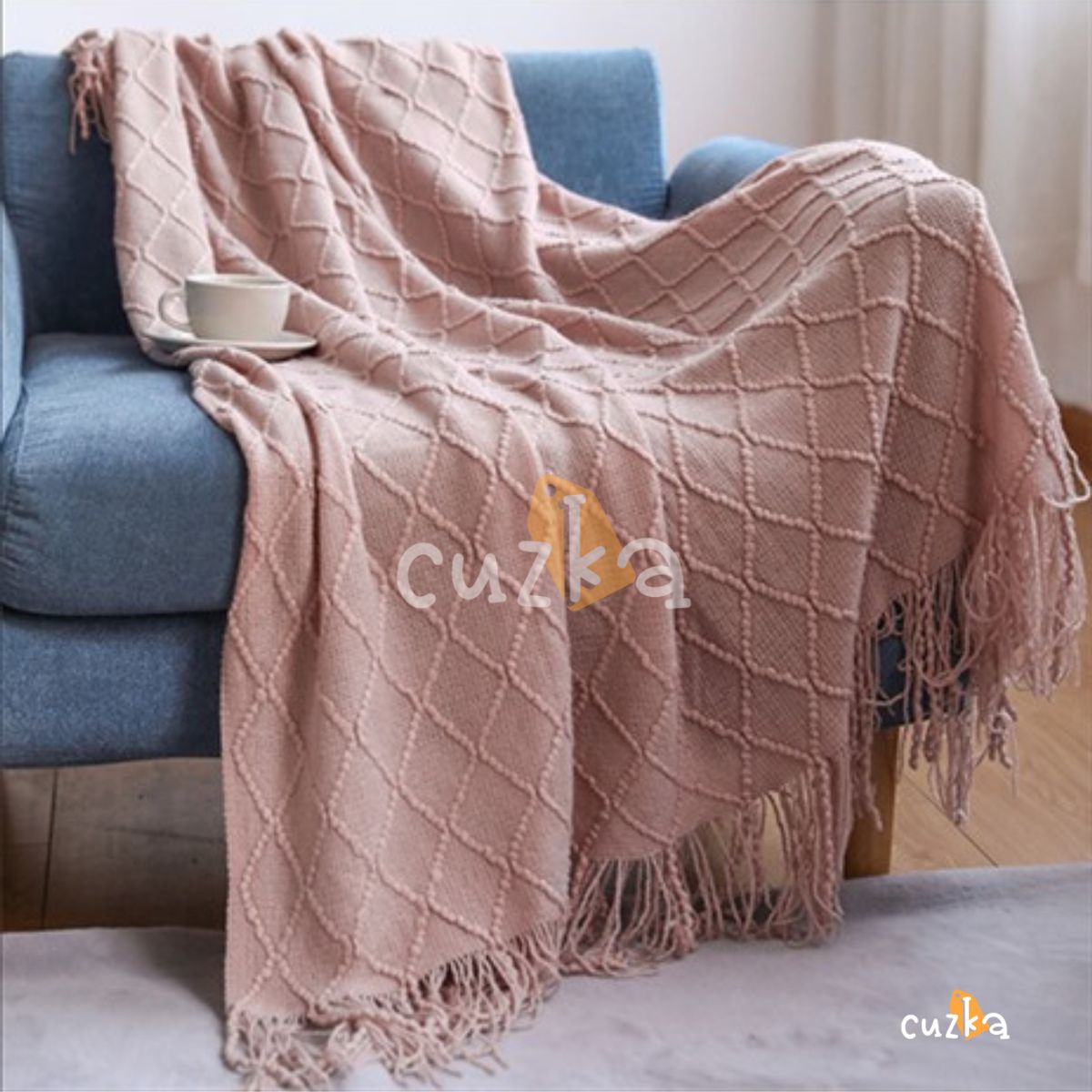 CASATEX - Mantas De Punto Suave en 3D Para Sofá Y Cama PINK