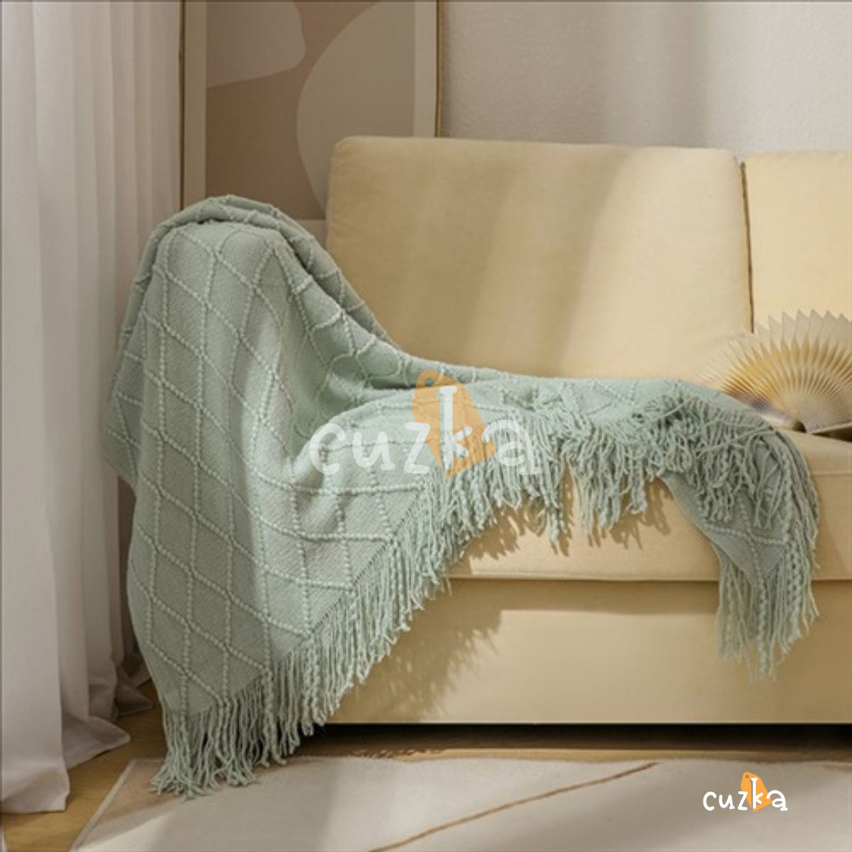 CASATEX - Mantas De Punto Suave en 3D Para Sofá Y Cama Ligth Green