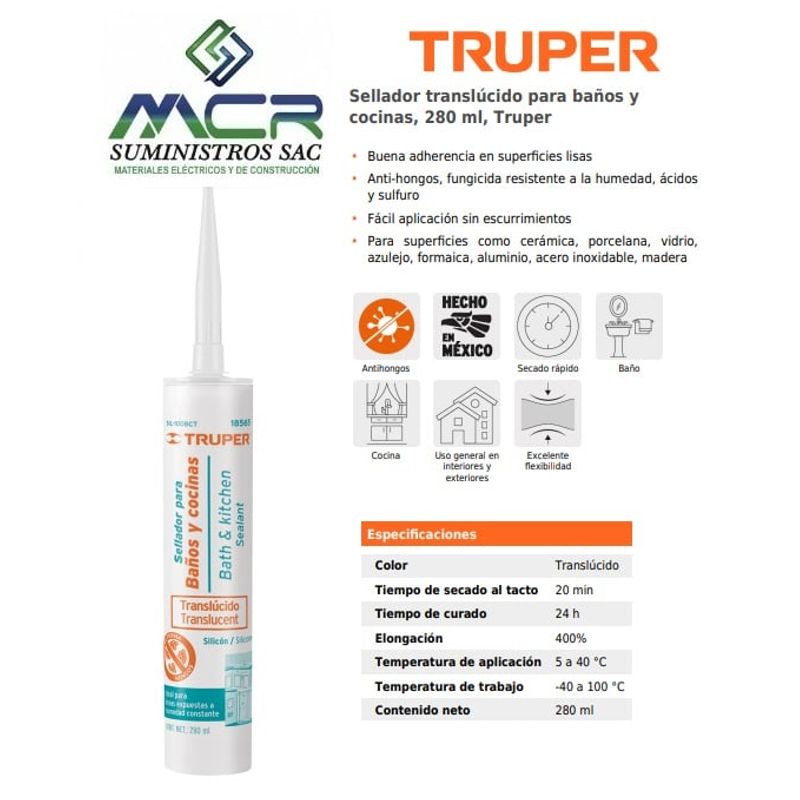 TRUPER - Sellador acrilico de 280 ml, blanco, Truper