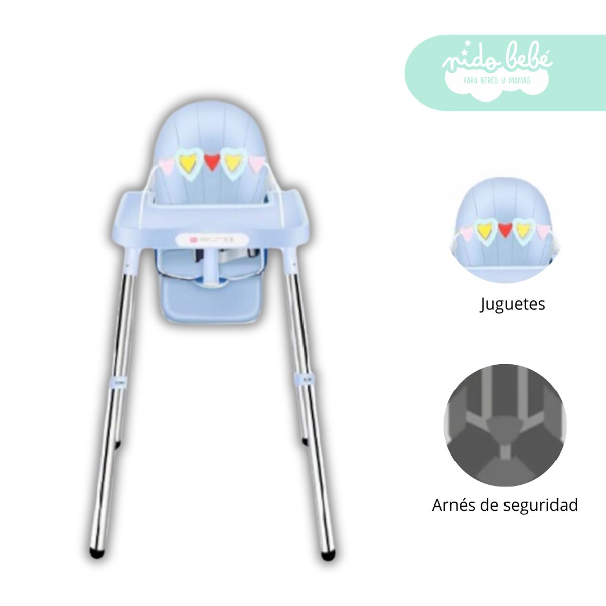 GENERICO - Silla de Comer de bebé modelo Jake color Celeste