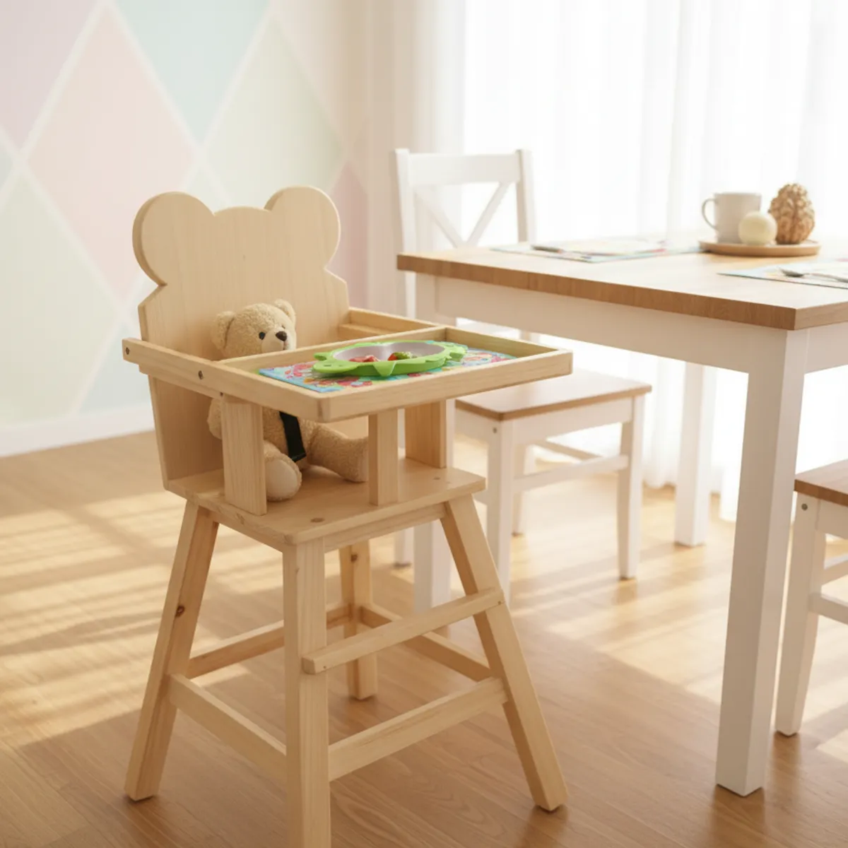 GENERICO - SILLA PARA BEBE DE MADERA PINO