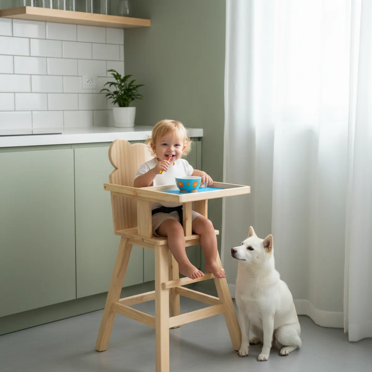 GENERICO - SILLA PARA BEBE DE MADERA PINO