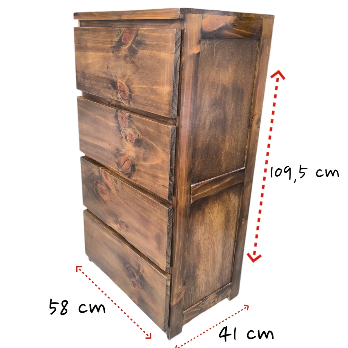 GENERICO - COMODA CAJONERA DE PINO COLOR NOGAL.