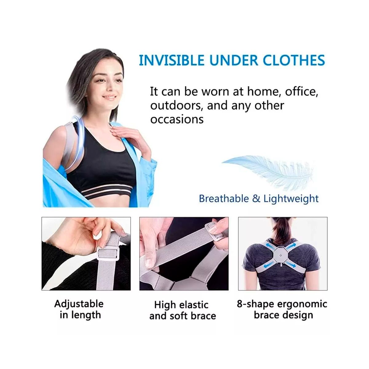 GENERICO - Corrector de Postura con Sensor Inteligente Unisex