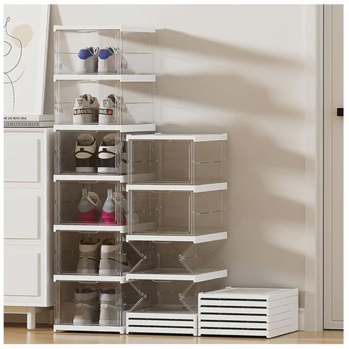 OEM - Organizador de zapatos en acrílico transparente de 6 niveles plegables