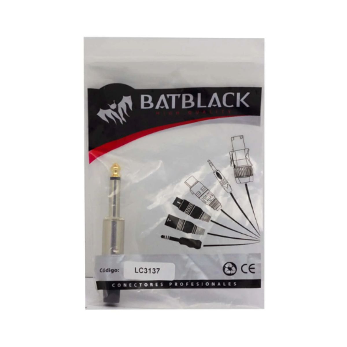 BATBLACK - Plug Mono Aéreo 635mm LC3137 BATBLACK
