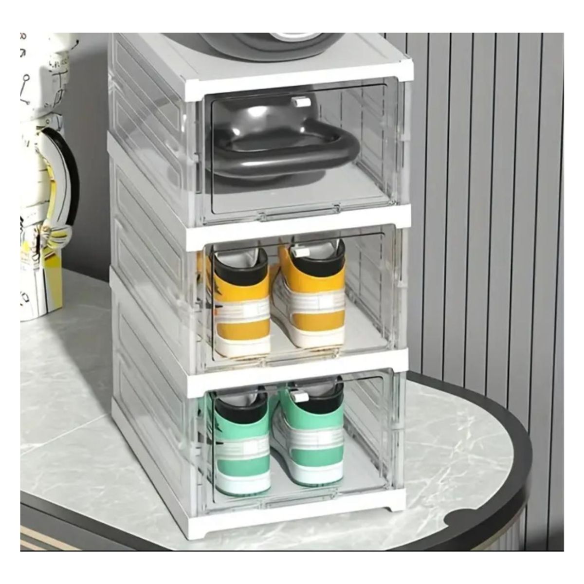Organizador de zapatos en acrílico transparente de 6 niveles plegables, marca OEM - Foto Principal