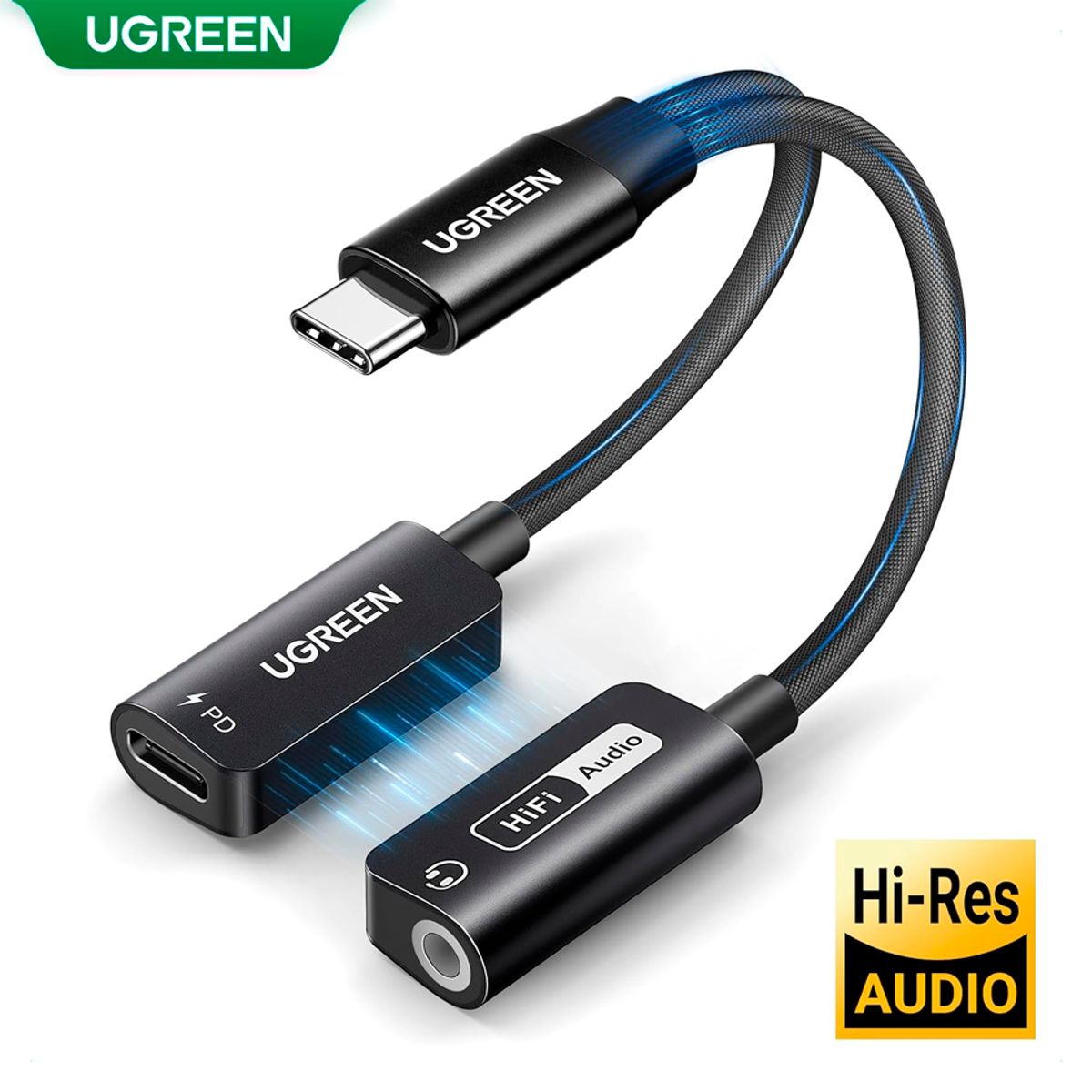 UGREEN - Adaptador de Audio Ugreen Usb C 2en1 HiFi PD 60w DAC