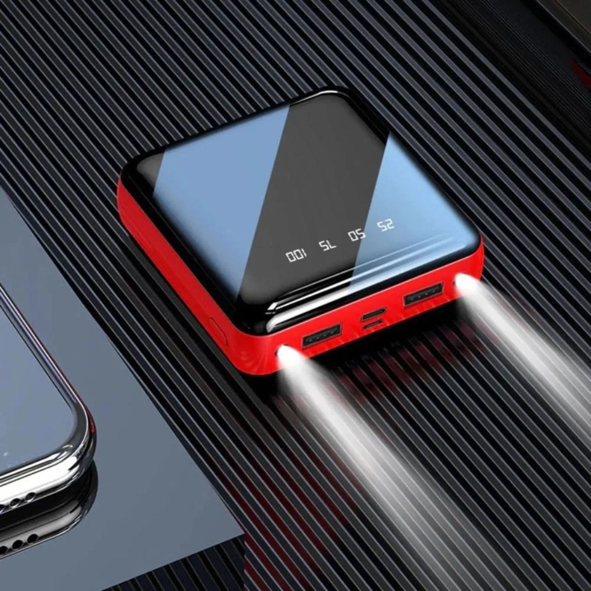 GENERICO - Power Bank portatil 6000mAh con Linterna y cables USB VQ-P201