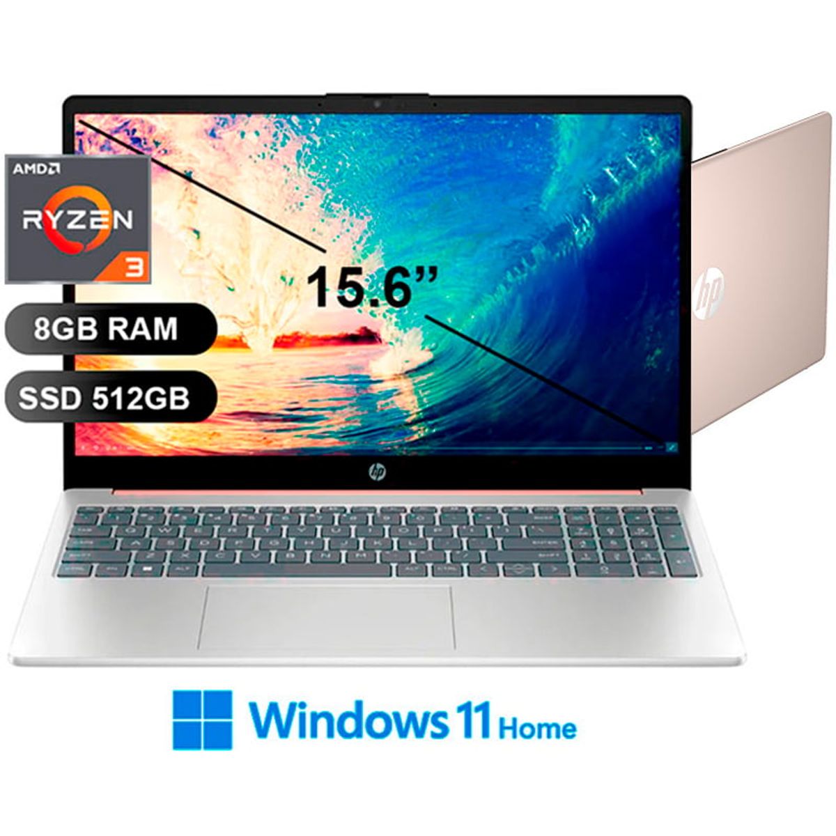 HP - Laptop Hp 15-fc0068la AMD Ryzen 3 7320U, 8GB RAM, 512GB SSD, W11home, 15.6 (A1UD2LA)