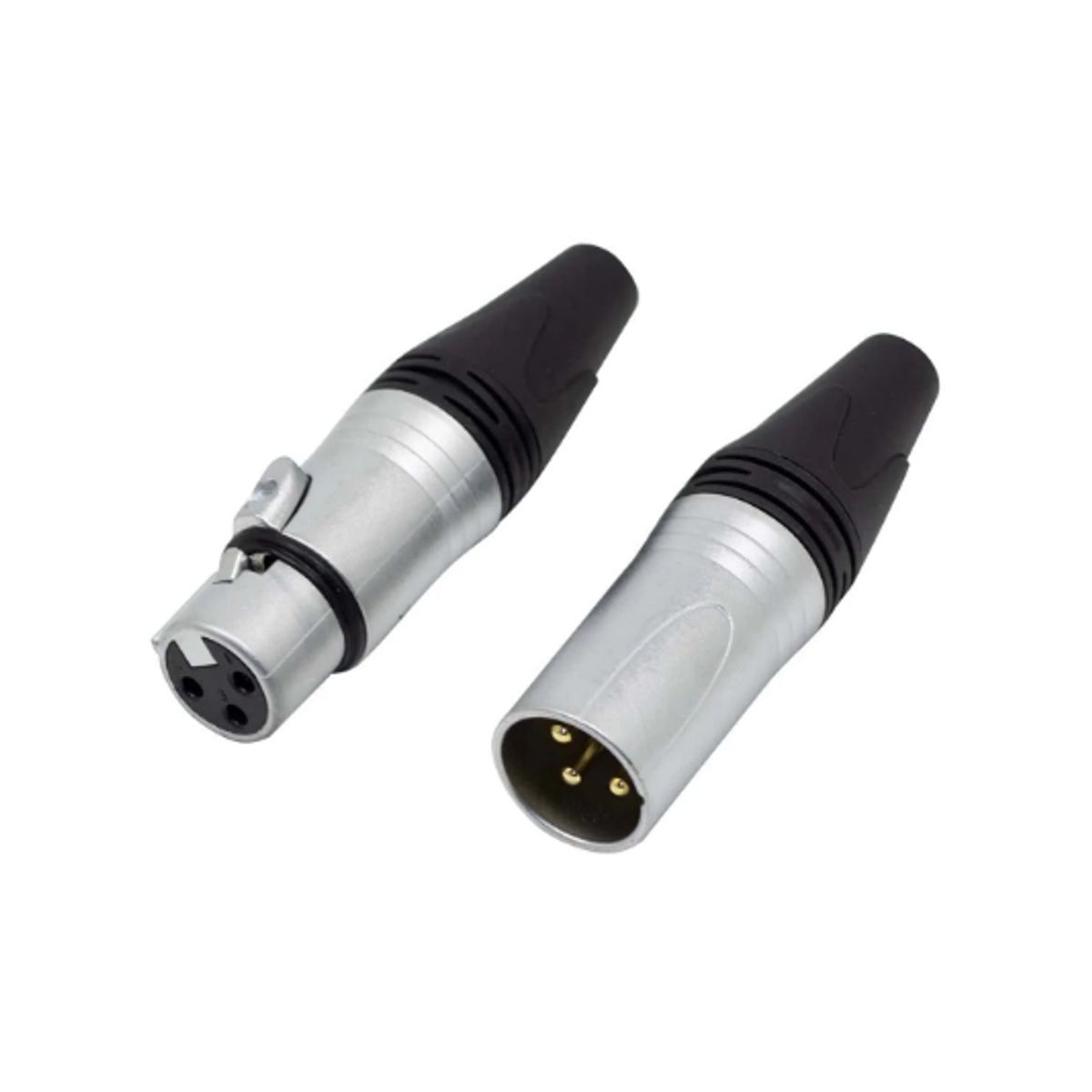 BATBLACK - Plug y Jack Canon XLR 3 Pines Negro Par LA1312MF-NG BATBLACK