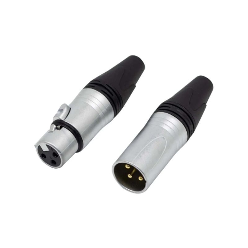 BATBLACK - Plug y Jack Canon XLR 3 Pines Negro Par LA1312MF-NG BATBLACK