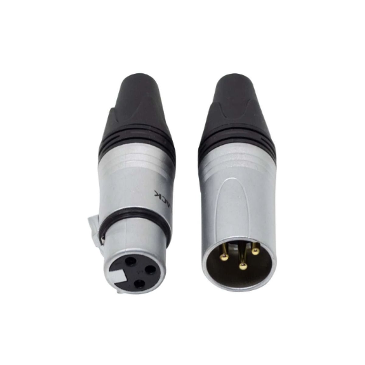 BATBLACK - Plug y Jack Canon XLR 3 Pines Negro Par LA1312MF-NG BATBLACK