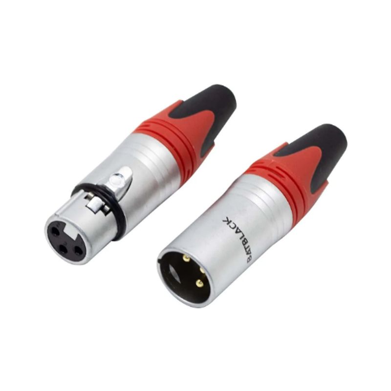BATBLACK - Plug y Jack Canon XLR 3 Pines Rojo LA1312MF-R BATBLACK