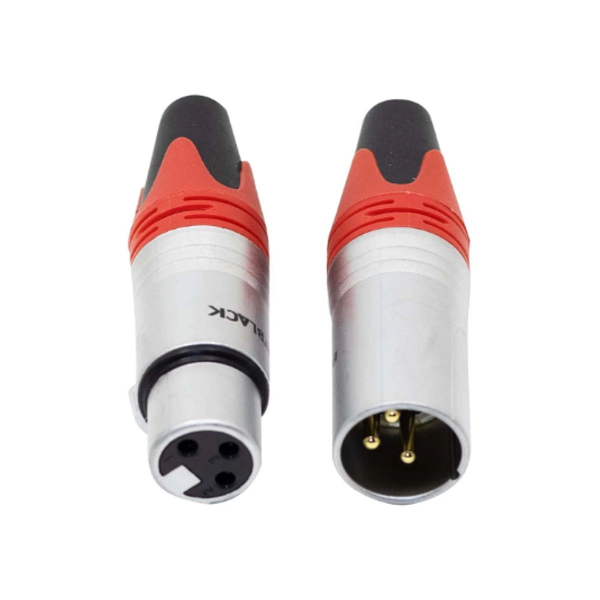 BATBLACK - Plug y Jack Canon XLR 3 Pines Rojo LA1312MF-R BATBLACK