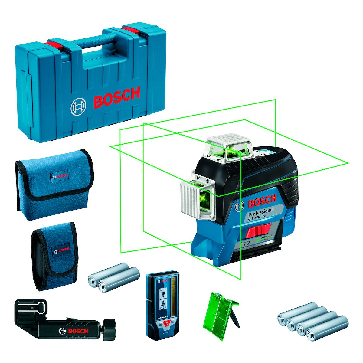 BOSCH - Nivel Laser Verde Bosch GLL 3-80 CG 360 Bluetooth + Receptor