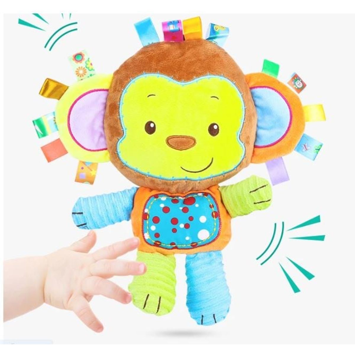 GENERICO - Peluche De Apego Con Texturas Sonajero Monito Para Bebes