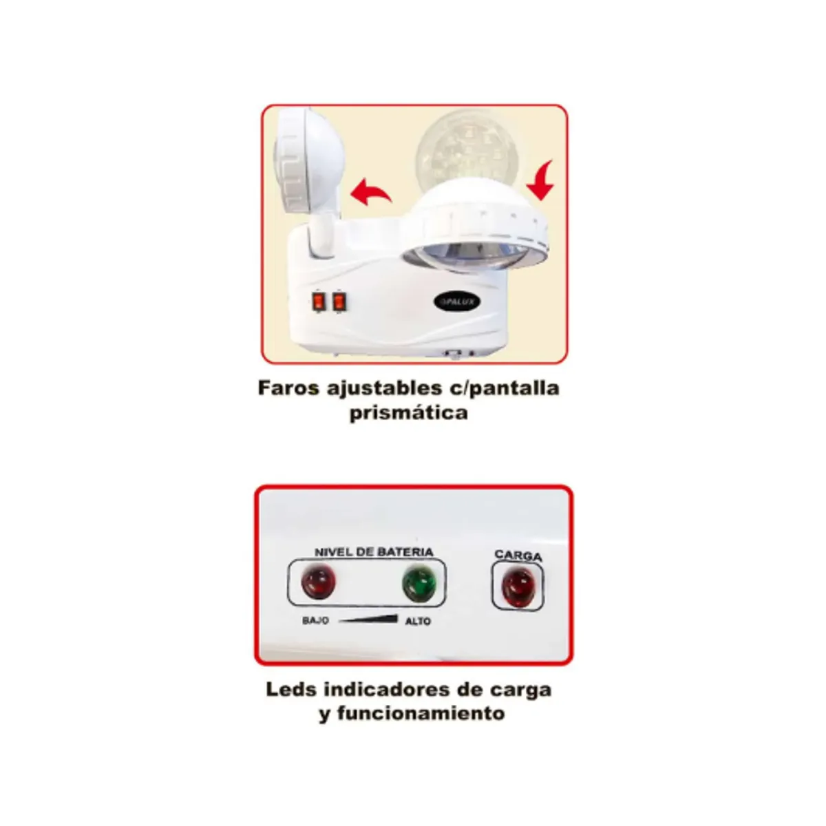 OPALUX - Lámpara de Emergencia 32 LED SMD 9 Horas 9101SMD OPALUX