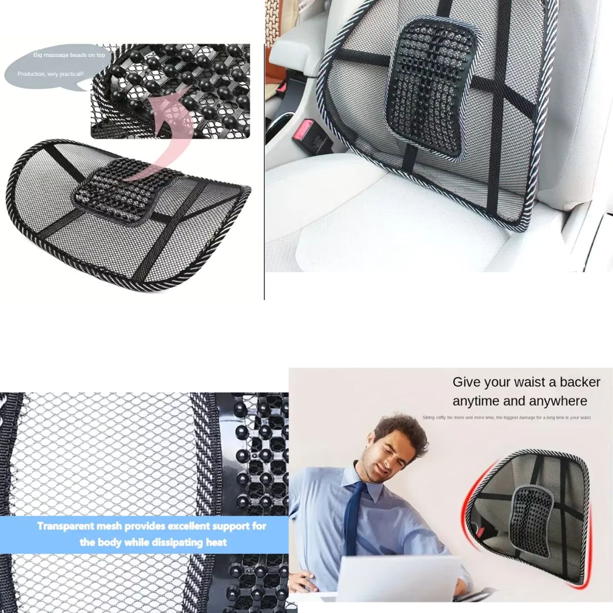 GENERICO - Cojín de malla para respaldo de silla de coche x 2