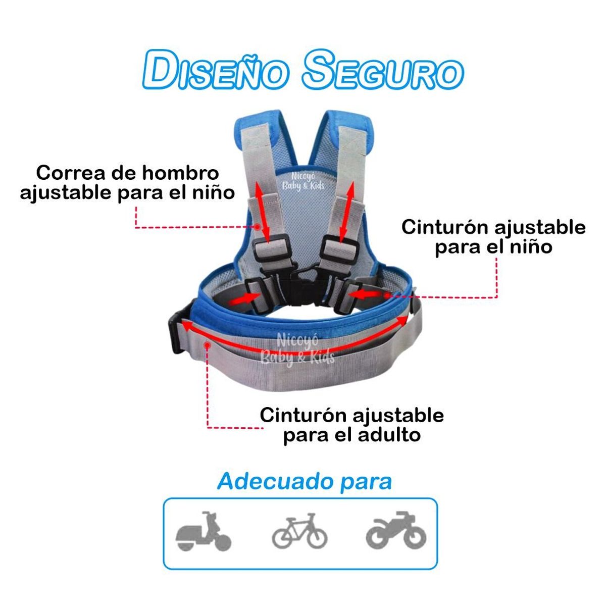 KIDS - Arnés de Seguridad  AZUL para Niños: Viaja con Protección