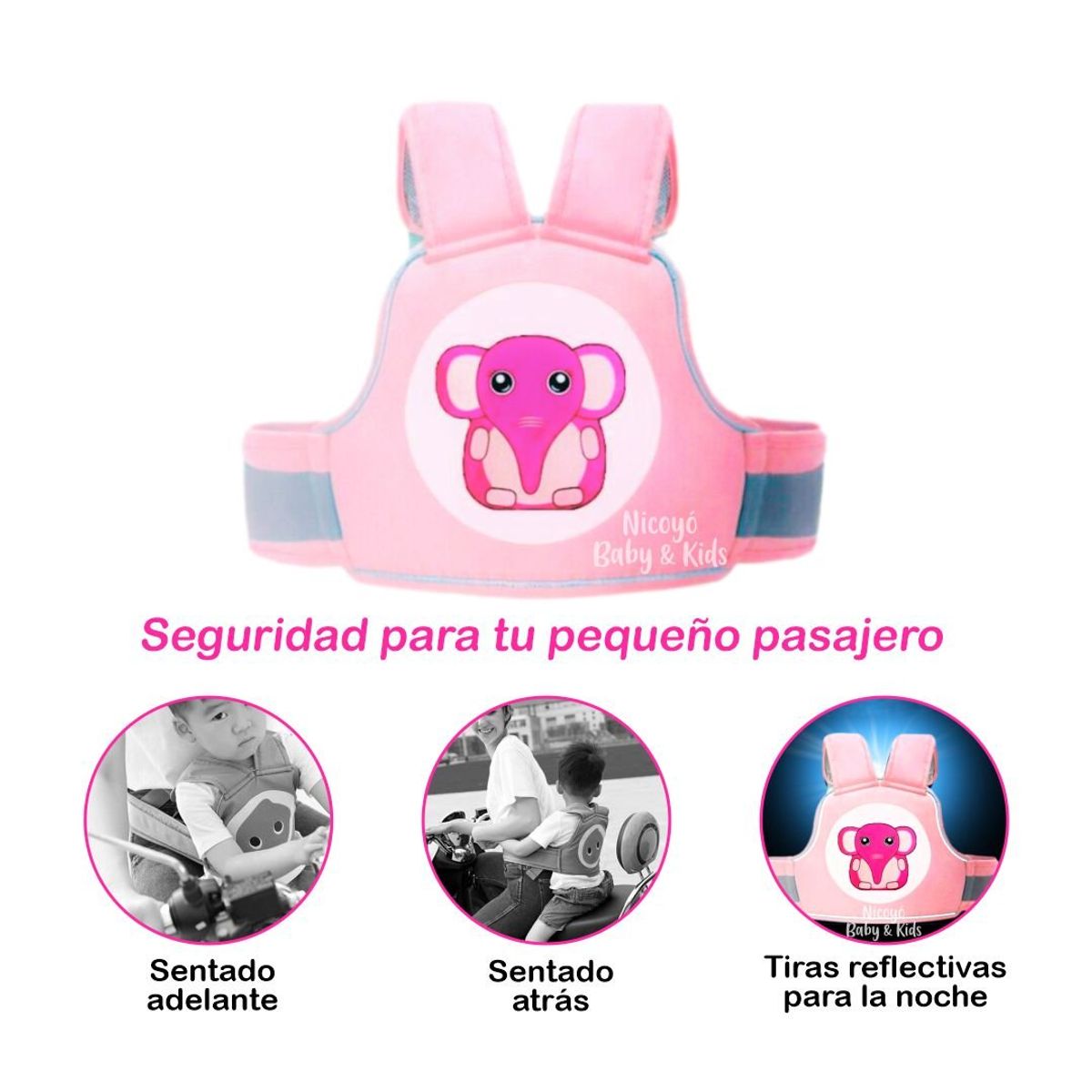 KIDS - Arnés de Seguridad para Niños ROSADO Viaja con Protección