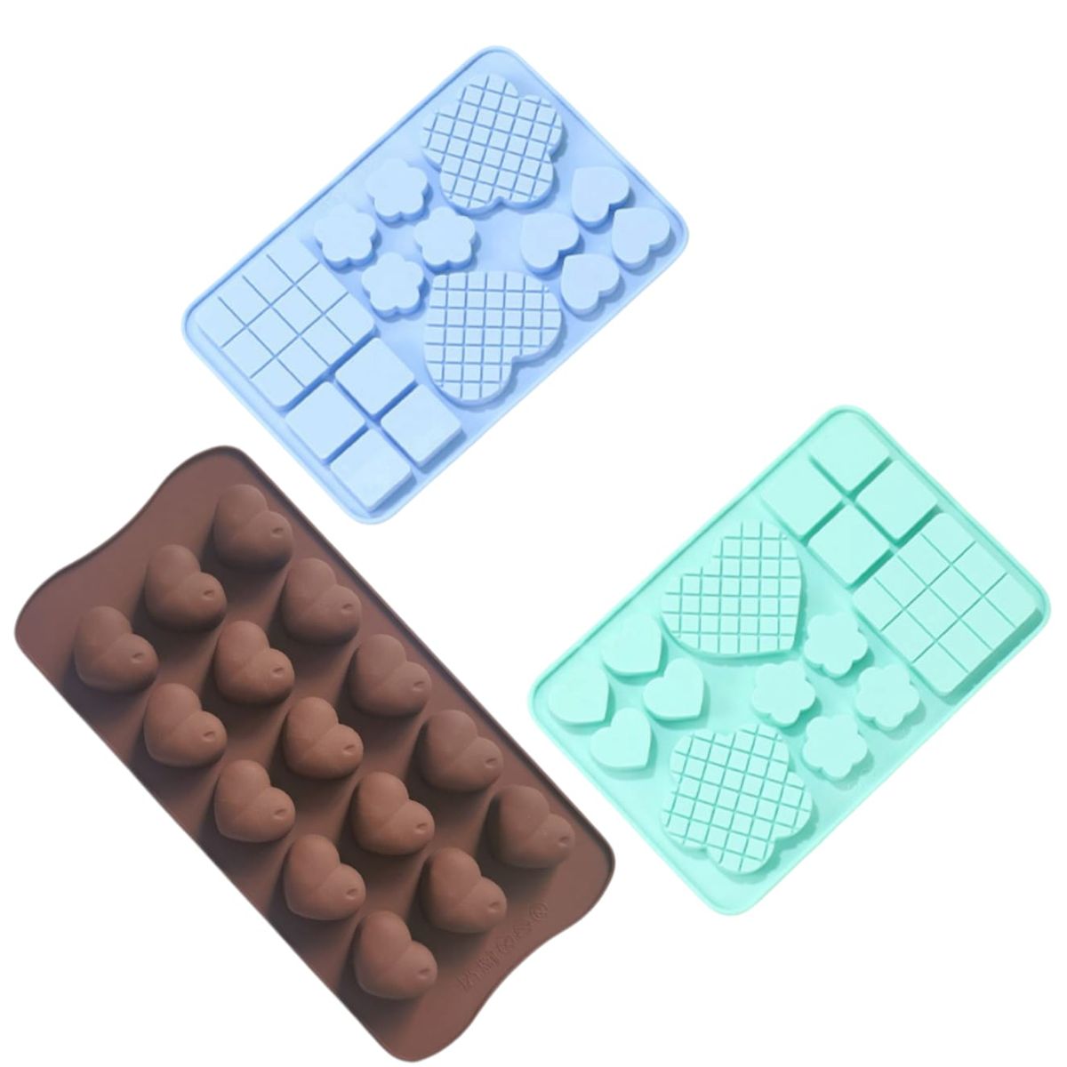 GENERICO - Set de 3 Moldes de silicona  para Chocolates y Gelatinas