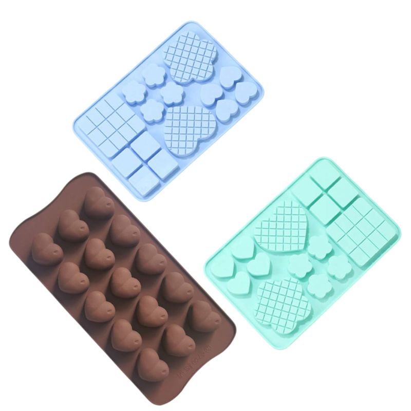 GENERICO - Set de 3 Moldes de silicona  para Chocolates y Gelatinas