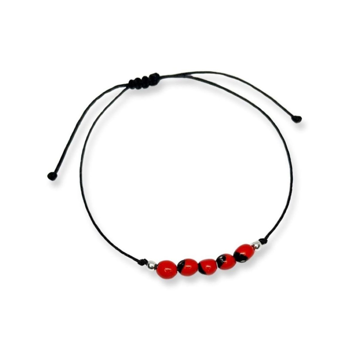 ESPIRAL ROJO - Pulsera Huayruro Bebé - Hilo y Plata