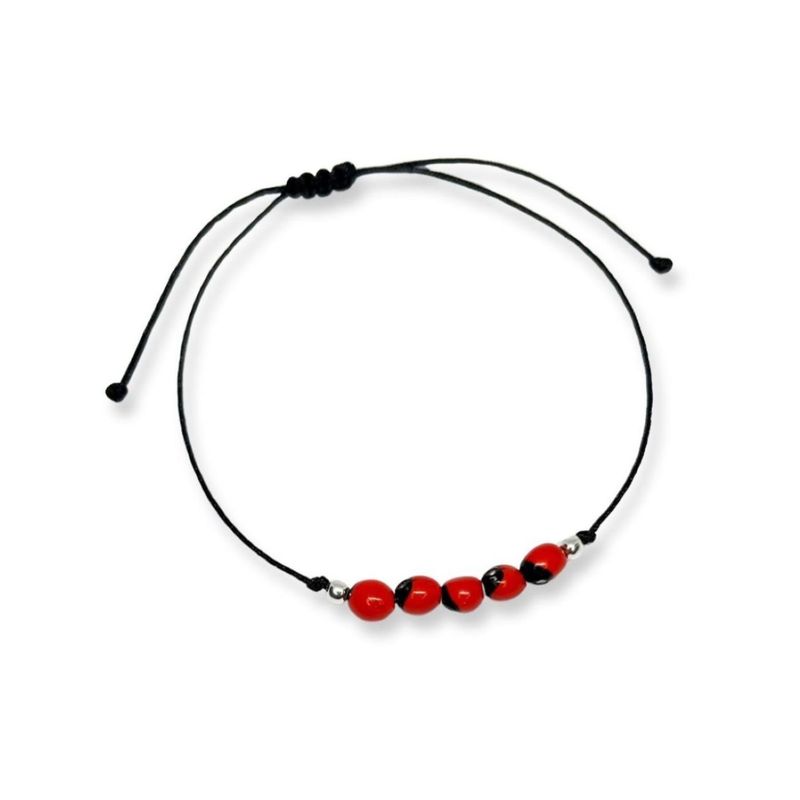 ESPIRAL ROJO - Pulsera Huayruro Bebé - Hilo y Plata