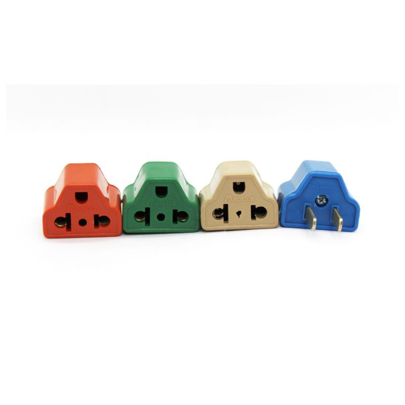 NACIONAL - ADAPTADOR UNIVERSAL PLANO 16A 250V COLORES  PVC X 4 UNID