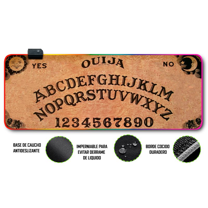 GENERICO - Mouse pad gamer antideslizante con luz rgb de 80x30 OUIJA