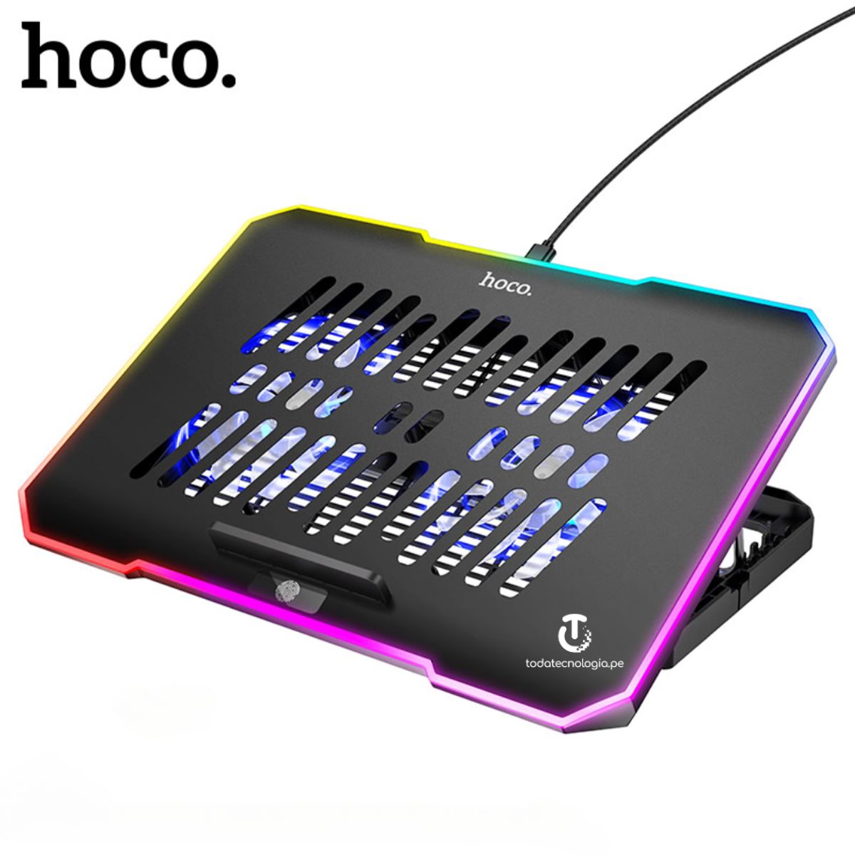 HOCO - Cooler Ventilador Soporte Laptop Notebook Gaming RGB HOCO DH19