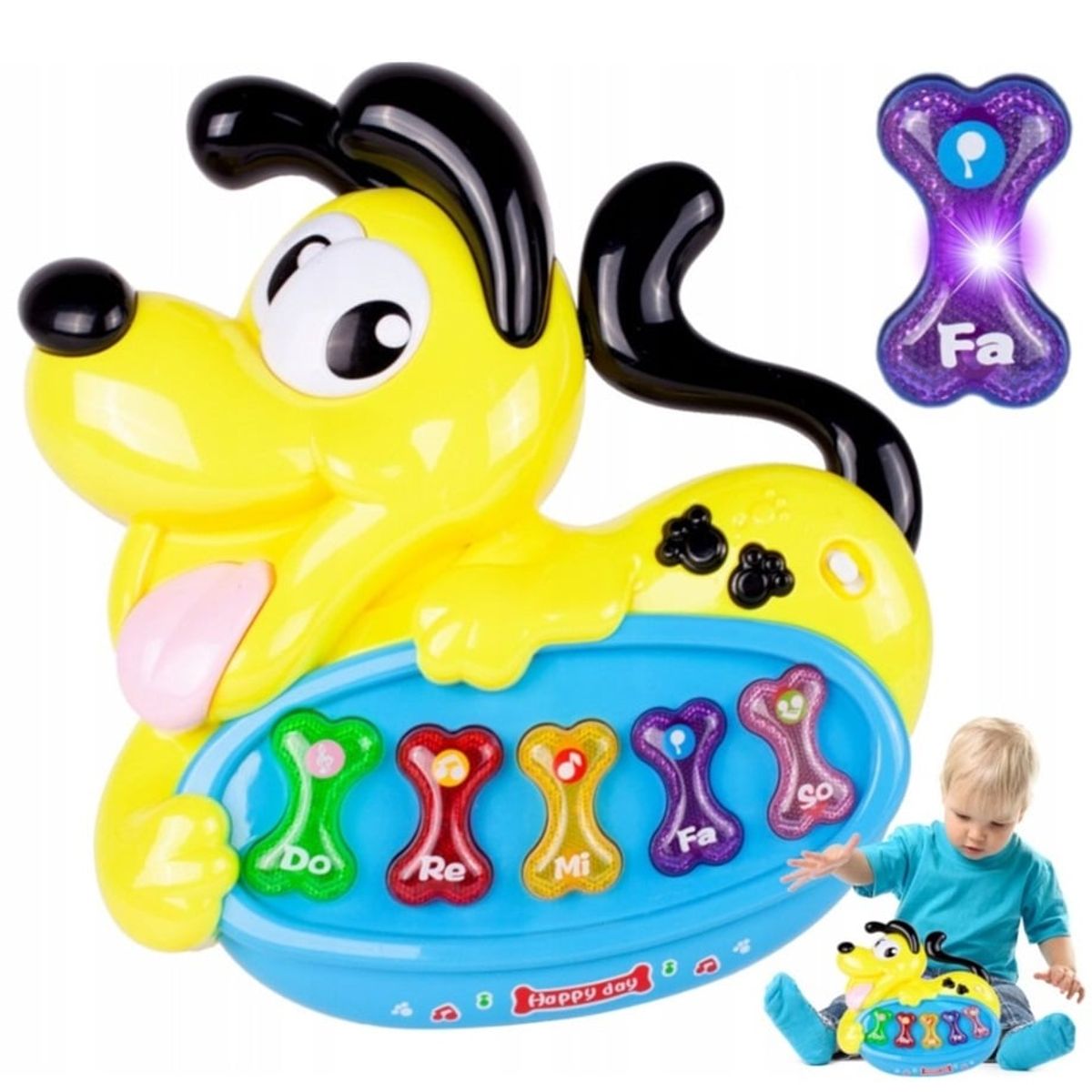 GENERICO - Piano Pluto con Luces y Notas Musicales - Amarillo