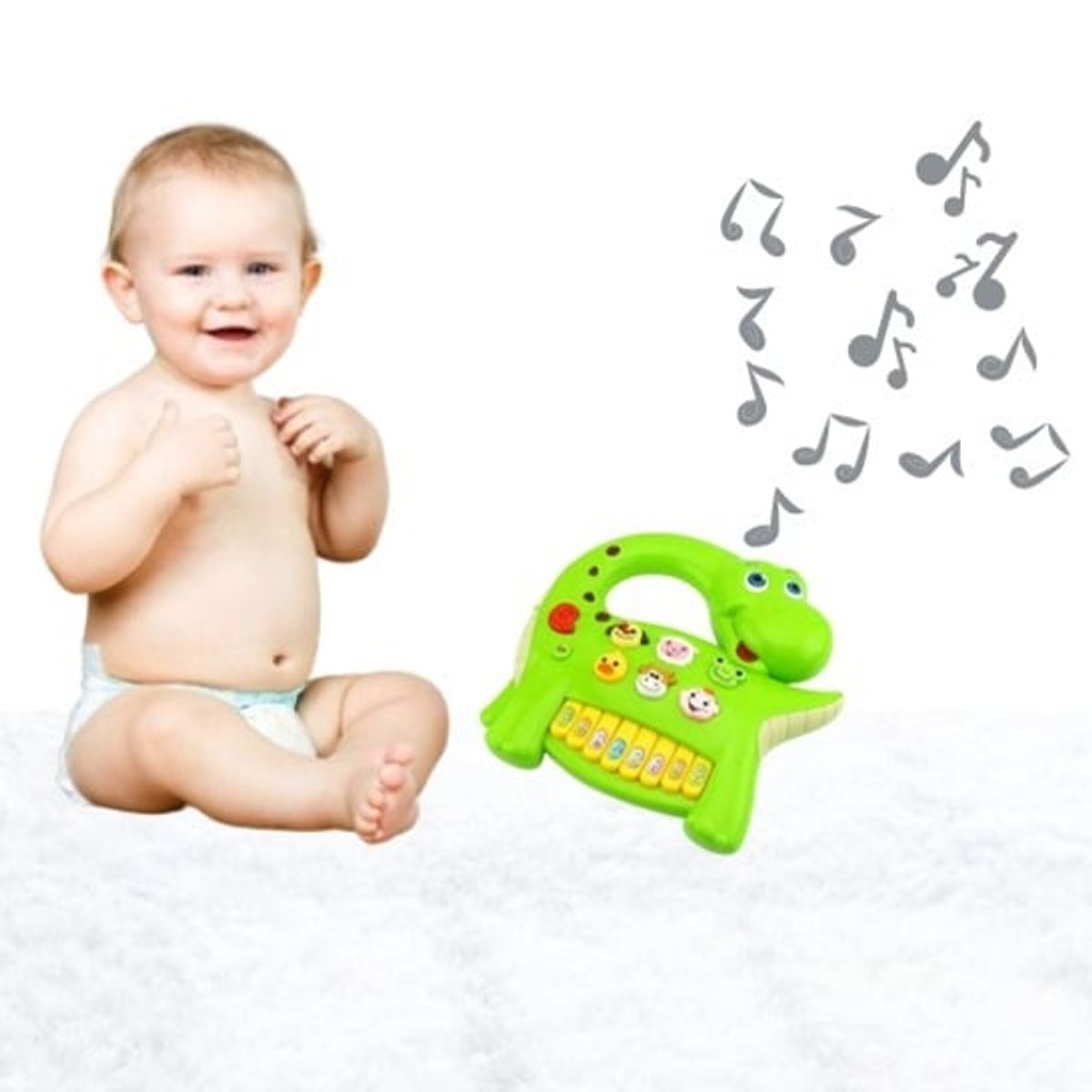 GENERICO - Piano Dino Musical de animales - Verde