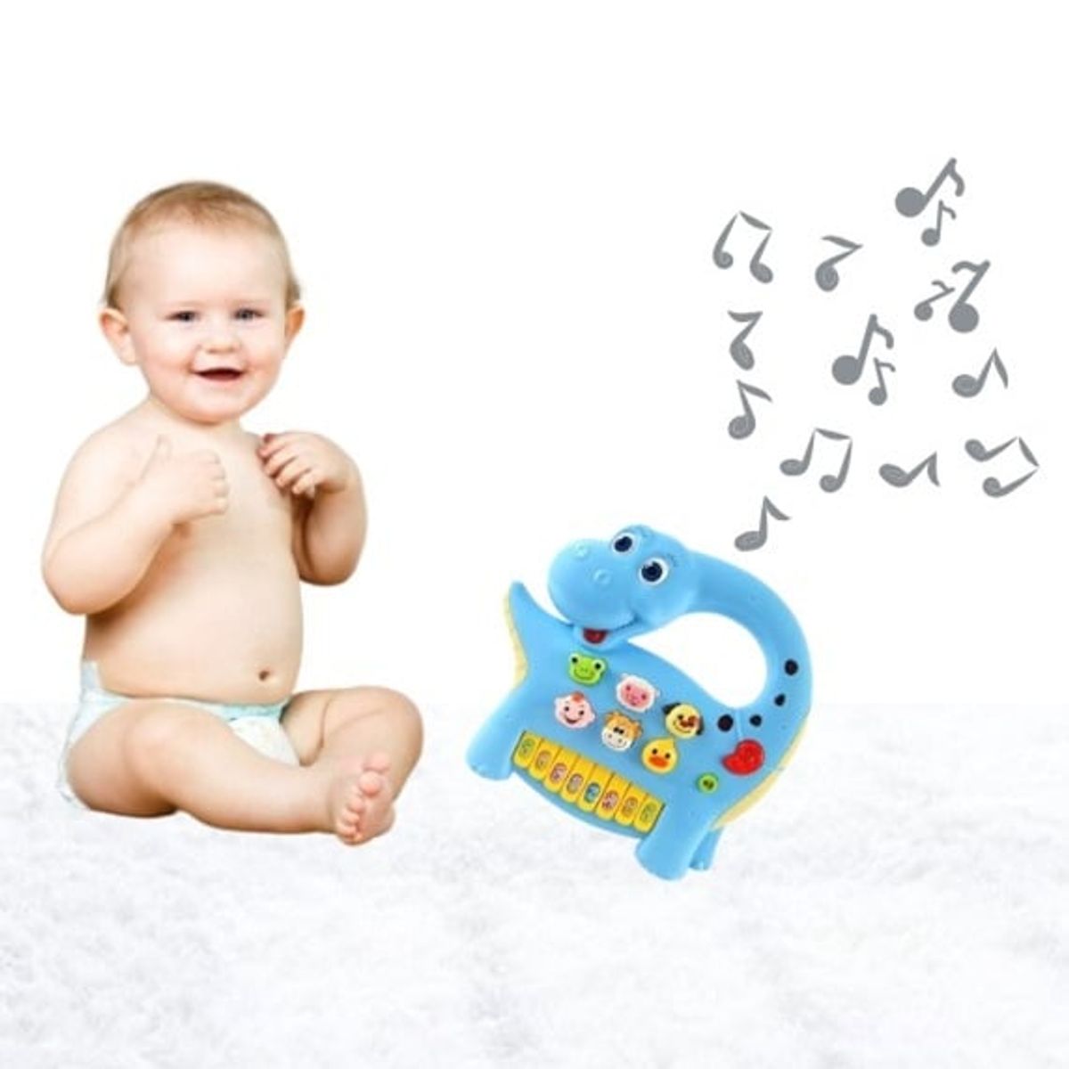 GENERICO - Piano Dino Musical de animales - Celeste