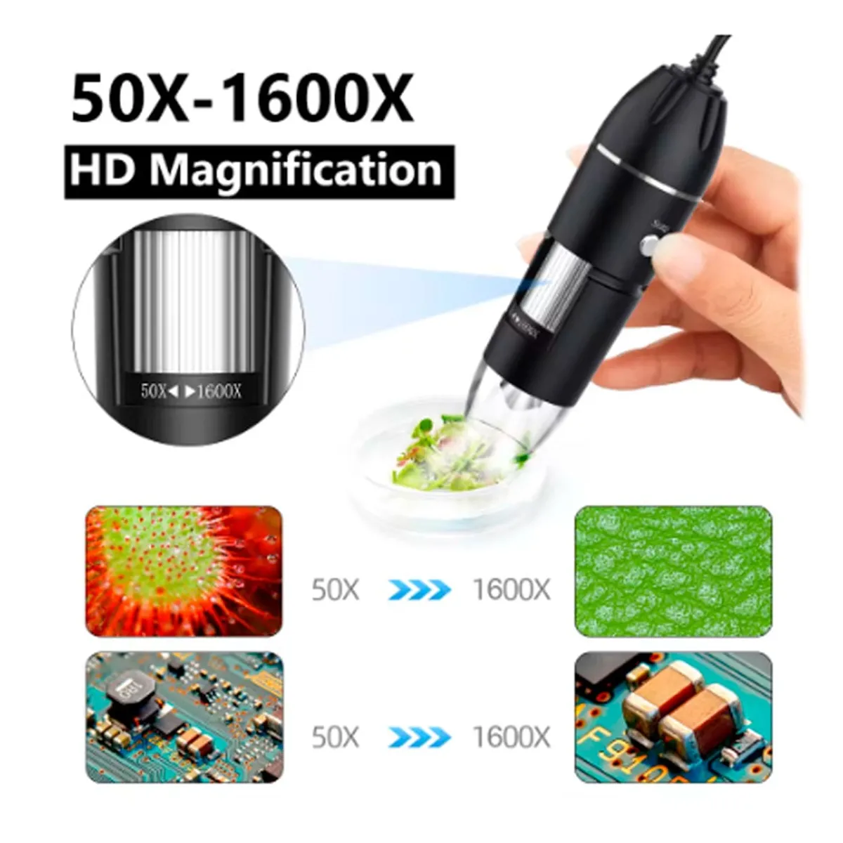 VARIOS - Microscopio Digital USB 1600X para PC Laptop Celular