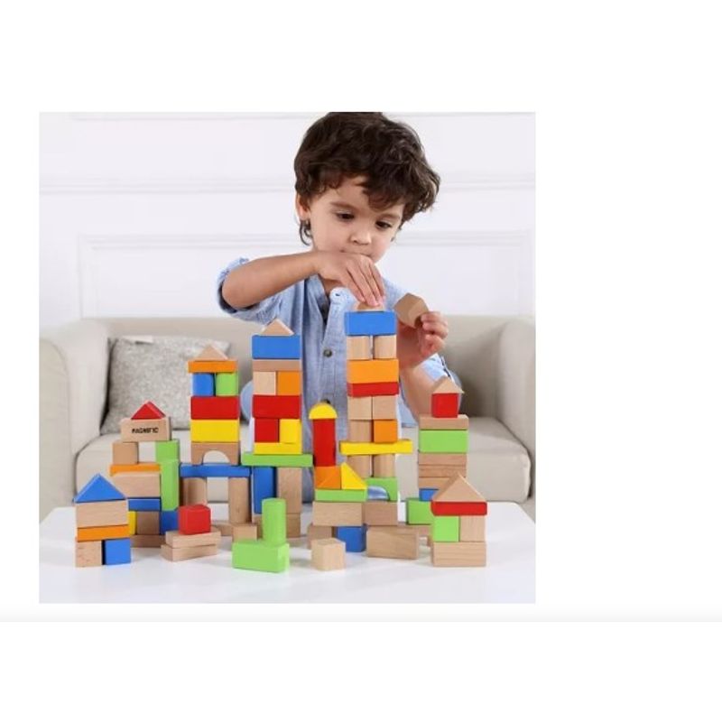 GENERICO - Bloques De Madera Balde 100 Piezas Construcción