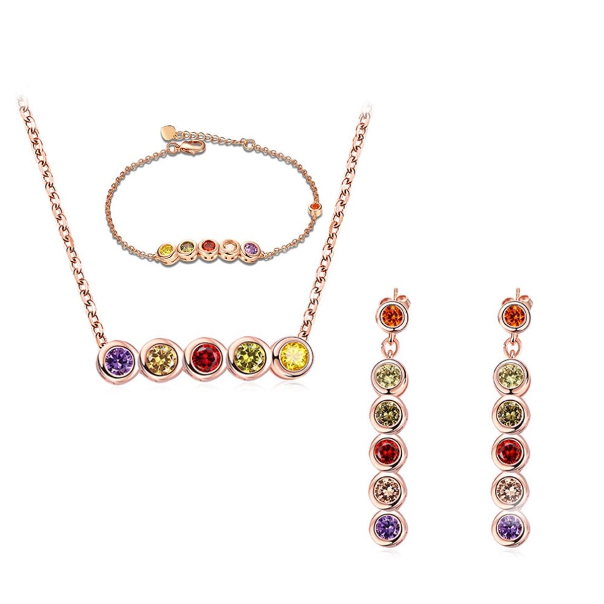 LA TIENDA 88 JOYAS Y ACCESORIOS - La Tienda 88 - Set Collar y Arete Mujer Multicolor - Rosa