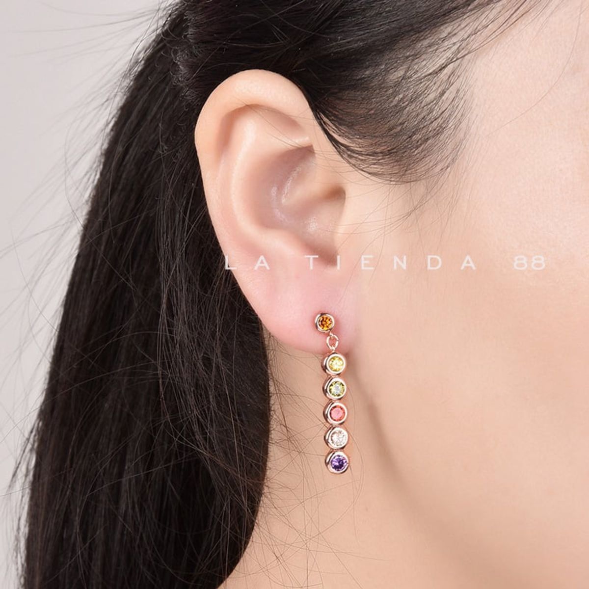 LA TIENDA 88 JOYAS Y ACCESORIOS - La Tienda 88 - Set Collar y Arete Mujer Multicolor - Rosa