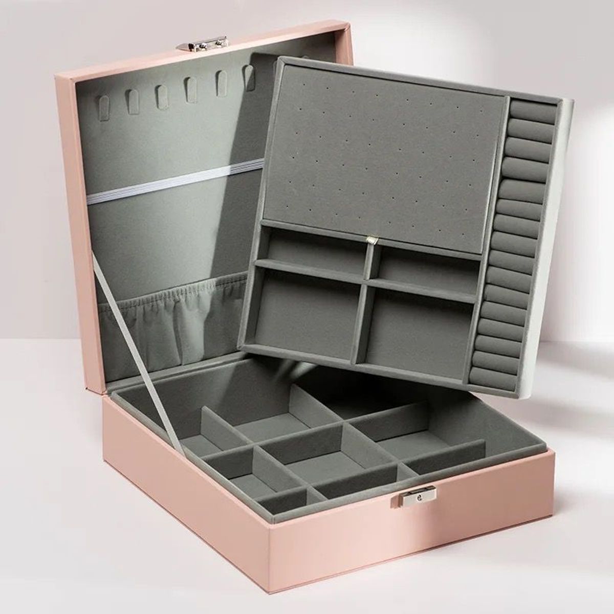 GENERICO - Joyero Grande de Doble Capa PU Organizador de Joyas