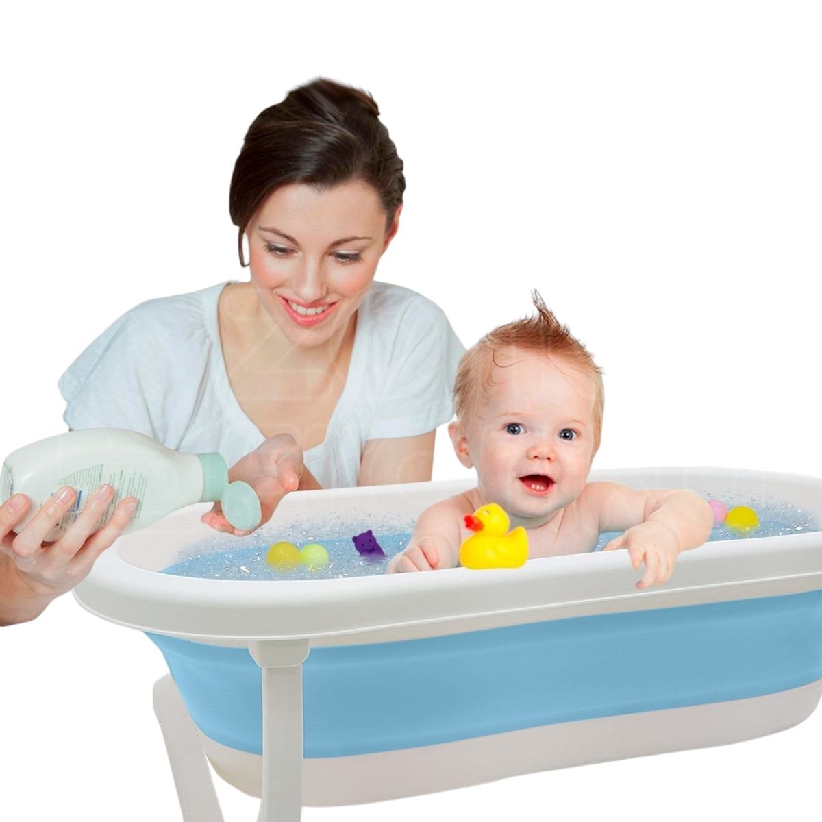 OEM - Bañera Plegable para Bebes Portatil Color Celeste