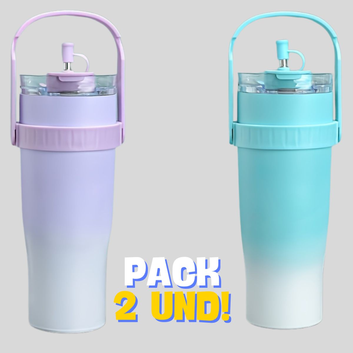 GENERICO - PACK DE 2 VASO TOMATODO CON AGARRADERA TIPO STANLEY