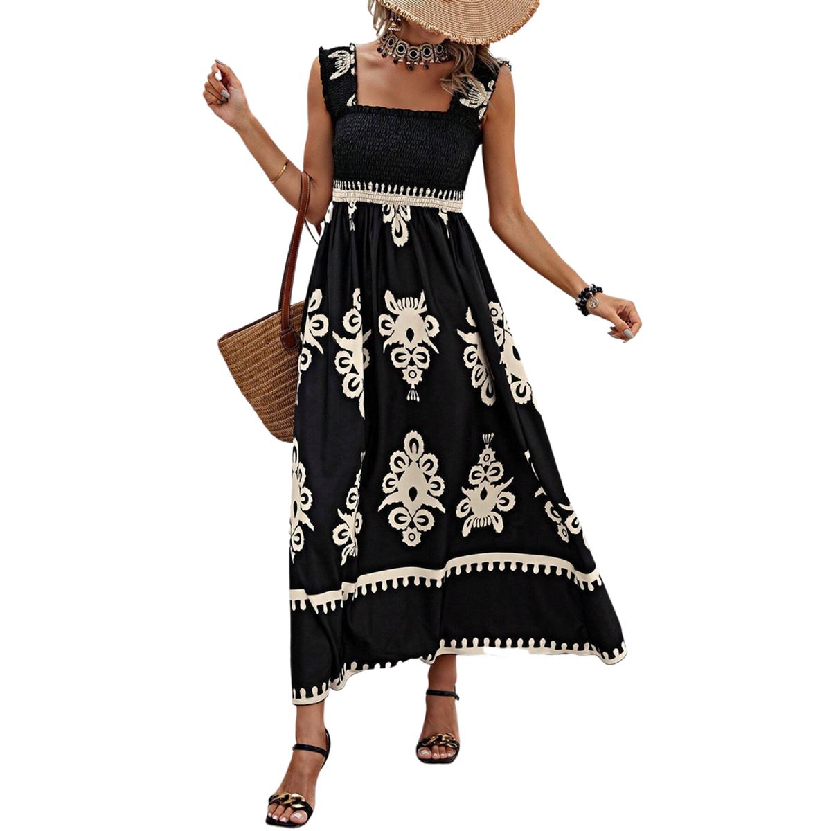 BLWOENS - Vestido casual de verano para mujeres - Negro