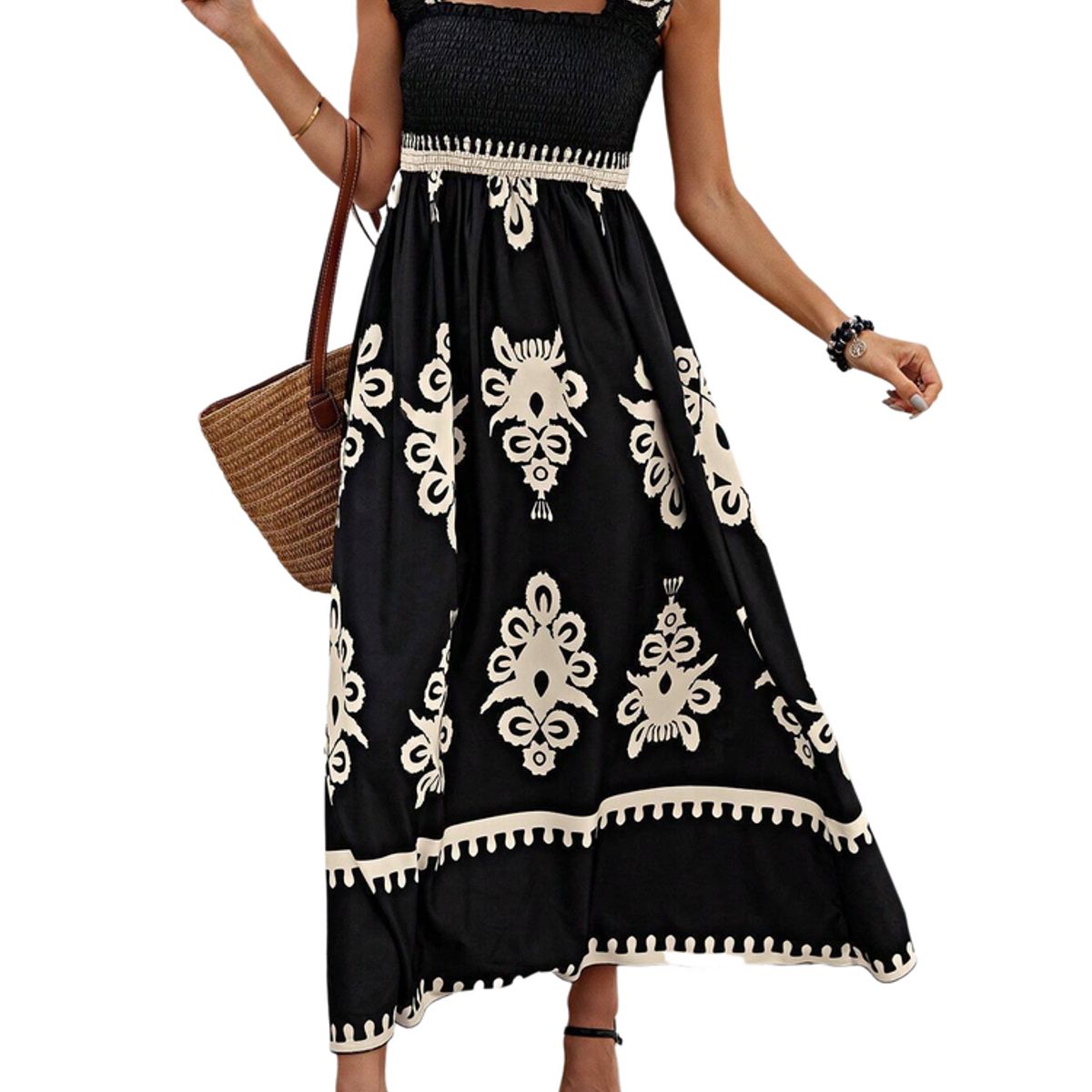 BLWOENS - Vestido casual de verano para mujeres - Negro