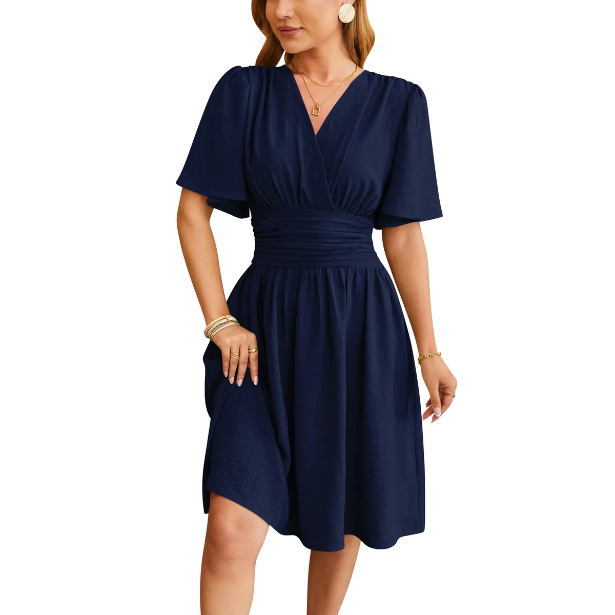 BLWOENS - Vestido casual de verano para mujeres - Azul