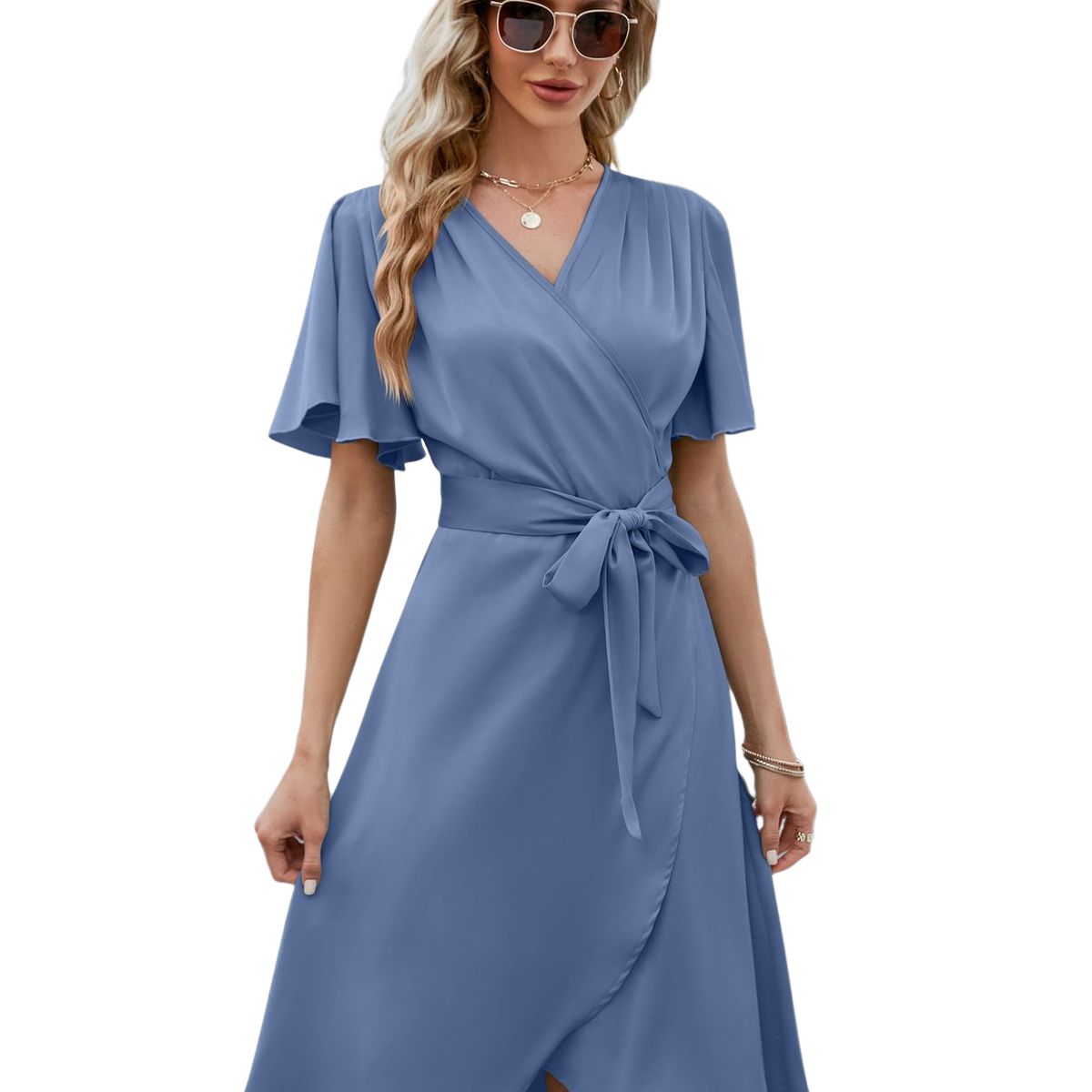 BLWOENS - Vestido casual de verano para mujeres - Azul
