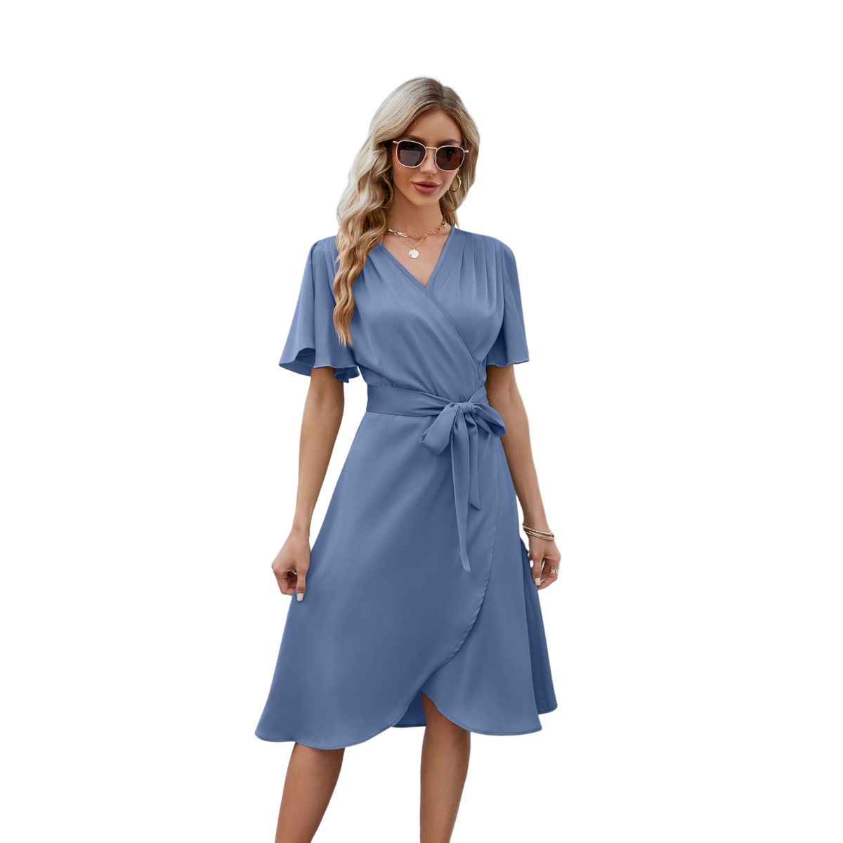 BLWOENS - Vestido casual de verano para mujeres - Azul
